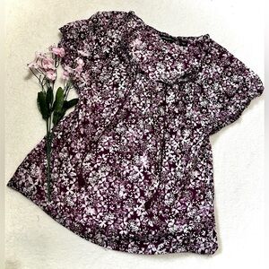 Eddie Bauer Cotton Floral Peasant Blouse - Small